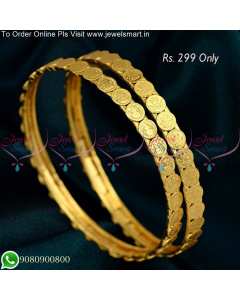 Delicate Thin Laxmi Kasu Coin Bangles One Gram Gold Jewellery Low Price B25331