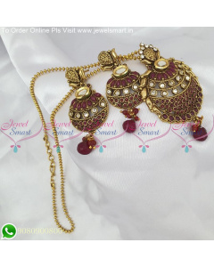 Kundan Finish Antique Gold Plated Ball Chain 16 Inch Pendant Set Online Offer PS2854N