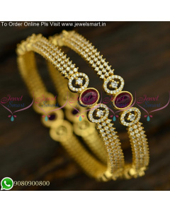 3 Line CZ Kemp Unique One Gram Gold Bangles Diamond Matching B25474