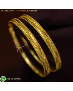 Chic 3-Spiral Line V Cut Gold Plated Bangles: Perfect for Stylish Regular Wear B25999
