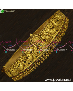 30 to 38 Inches Gajalakshmi Temple Vaddanam Bridal Jewellery Antique Gold H24661