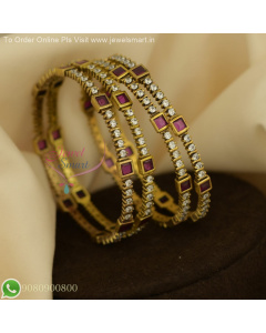 4-Piece Victorian Bangles Set with Oxidized Finish - Affordable Prices B27085