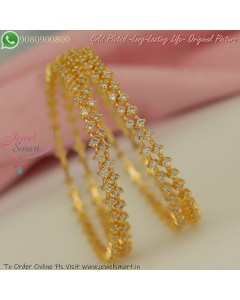 4 Pieces Gold Plated Bangles – American Diamond Studded, Long-Lasting Shine B27290