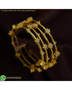 Affordable 4-Piece Set: White CZ Stone Star Gold Bangles Design - Stunning Low Price Jewellery Designs B25910