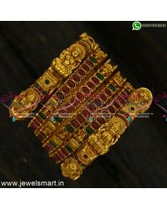 6 In One Bridal Set Bangles Antique Gold Temple Jewellery Trending Collections Online B24848
