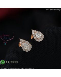 Teardrop CZ Stud Earrings in 92.5 Rose Gold Silver – 1.7g, 9x6mm SE27376