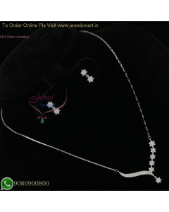 92.5 Silver Stylish Mangalsutra with Beads Chain and Delicate Chain & Small Ear Studs NL27004