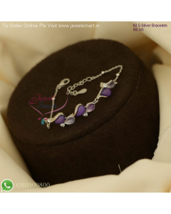 92.5 Silver Purple Opaque Stone Chain Bracelets – Elegant and Trendy Designs SB27110