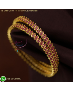 Exquisite AD Stone 2 Line Gold Plated Bangles - Elegance Redefined B25970