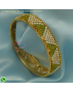 Affordable Party Wear Broad Gold Plated Colour Stone Bangles – Elegant Designs B26171