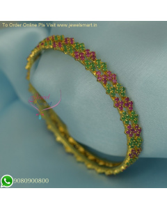 Affordable Party Wear Ruby Emerald Gold Plated Colour Stone Bangles B26174