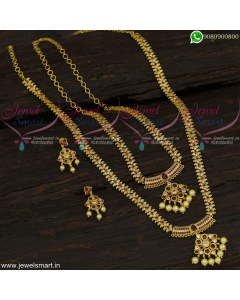 Amazing Long Necklace Combo Bridal Jewellery Set Gold Plated Latest NL22692