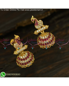 Amazing Peacock Gold Jhumka Unique Majestic Earrings Design Online J25129