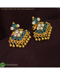 American Diamond Color Stone Ear Studs with Screw Lock – Small Size South Indian Jewellery ER26726