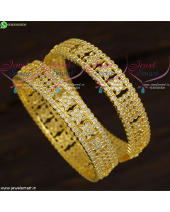 Jewellery Inspired By Gold American Diamond Stone Bangles Broad South Indian Collections B21636