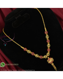 Antique Gold Beaded Necklace with Designer Pendant – 20 Inches NL27400