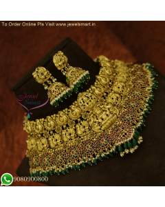 NL13064 Radiant Elegance: Antique Gold Bridal Choker Necklace | Premium Temple Jewellery Designs