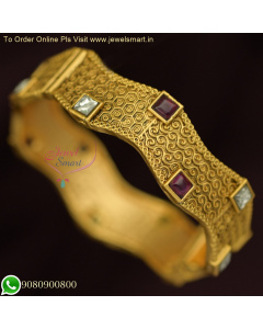 Elegant Antique Gold Bridal Kundan Bangles - Premium Imitation Jewellery B26151
