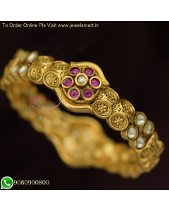 Antique Gold Bridal Kundan Bangles - Exquisite Imitation Jewelry B26153