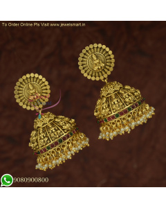 Exquisite Antique Gold Bridal Temple Jhumka Earrings - Unique Designs J26036