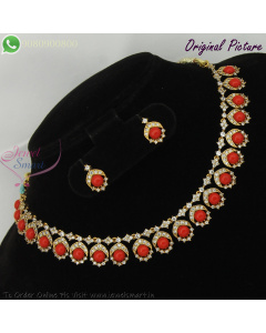 Antique Gold Coral Stone Necklace Set – Traditional Bridal Jewellery NL29305
