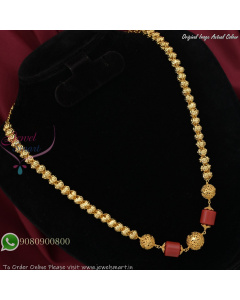 Gold Plated Floral Beaded Necklace with Red Tube Accents – Ethnic Designer Jewelry NL27388