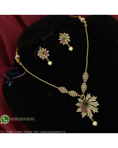 Antique Gold Peacock Pendant Necklace Set – Stylish Chain Design Jewellery with Earrings L27407