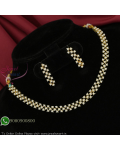 Antique Gold-Plated Pearl Choker Necklace Set with Matching Earrings NL27358