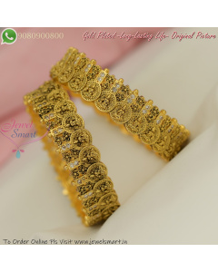 Antique Gold Plated Temple Coin Bangles – Traditional South Indian Design B27294
