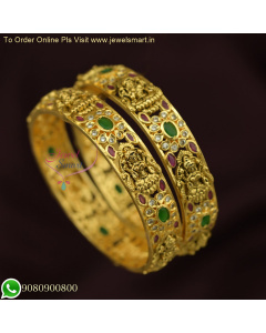 Elegance Redefined: Antique Gold Temple Bangles at Unbeatable Prices B26312