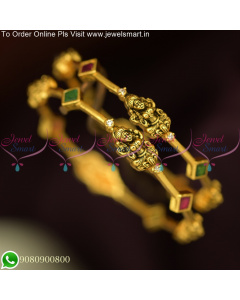 Antique Gold Temple Bangles: Thin String Design for Traditional Elegance B25703