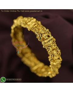 Antique Lakshmi Gold Bangles with Peacock Design - Buy Traditional Temple Jewelry Online B26697