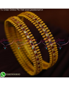 Antique Matte Look Exclusive Design Party Wear Gold Bangles Design B25483
