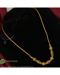 Antique Gold Plated Short Necklace with Kemp Stone Beads – Lightweight Traditional Design NL27402