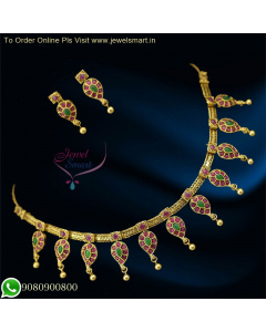 Exquisite Antique One Gram Gold Chain Necklace Set with Mango Pendants and Cute Ear Studs  NL26308