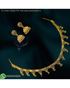 Exquisite Antique One Gram Gold Chain Necklace Set with Star Pendants and Cute Jhumka Earrings NL26307