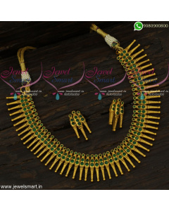 Arumbu Gold Necklace Design New Artificial Jewellery Kerala Style Matte Finish NL22094