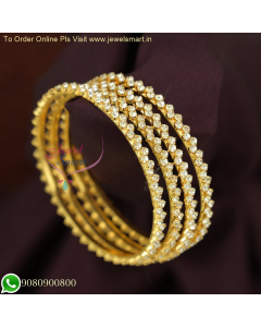 Zig Zag Pattern Stones Baby Size Gold Plated Bangles B26625