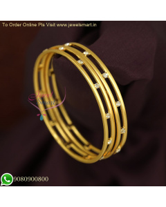 Double Line Thin String Gold Plated Bangles - Soft Finish Kids Jewelry B26627
