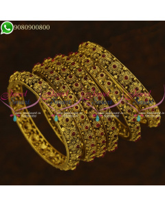 Bangles Set For Saree Antique Gold Plated Kemp Jewellery Designs Online