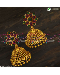 Beads Model Beautiful Matte Antique Jhumkas Online Gold Design Jewellery J23309