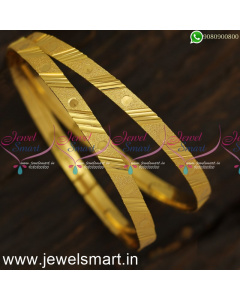 Beautiful Dots and Stripes Brushed Gold Kangan Design New Arrivals Shop Online B24017