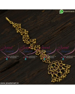 Beautiful Kemp Maang Tikka Bead Danglers Latest Gold Design Jewellery Online T22286
