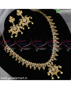 Beautiful Leaf Design Gold Plated Necklace Set Latest One Gram Collections NL24980