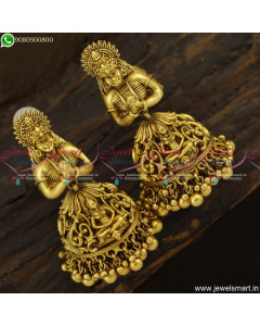 Beautifully Designed Lord Shiv Parvathy Jhumka Earrings Bridal Temple Jewellery J23394