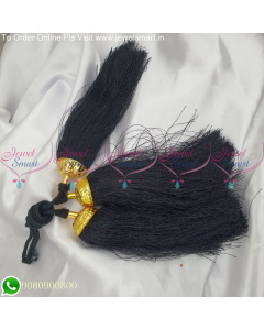 Black Dori Nool Gold Covering Jadai Kunjalam For Marriage Accessories H25249