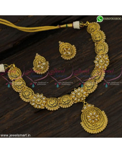 Brass Metal Light Weight Antique Fashion Jewellery Set With Pearls Classic Gold Designs NL22874