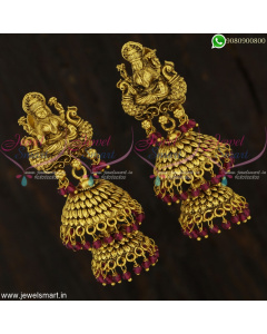 Exceptional Bridal Temple Double Layer Jhumka Earrings Antique Jewellery Online J22584