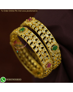 Elegant Broad Floral Design Gold Bangles for Party Wear B25978