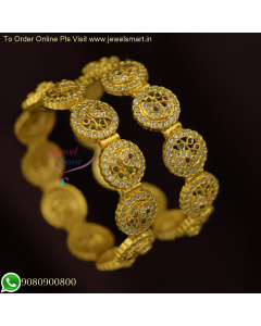 Elegance Redefined: Broad Peacock Antique Gold Bangles - Exclusive Party Wear Designs B26208